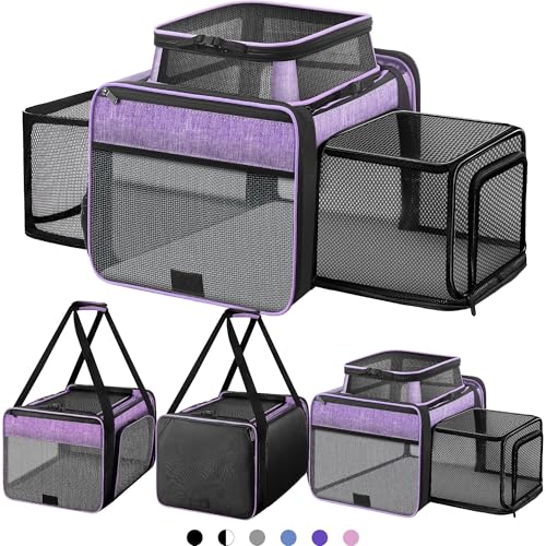 Top and 2 Sides Expandable Cat Carrier 18x11x11 TSA Airline Approved (Purple / 18.0"L x 11.0"W x 11.0"H)