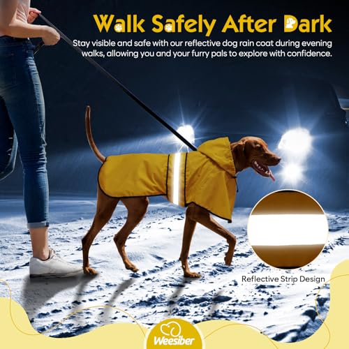 Dog Raincoat Adjustable Waterproof Dog Rain Jacket Poncho with Reflective Strip and Leash Hole (Small / Yellow)