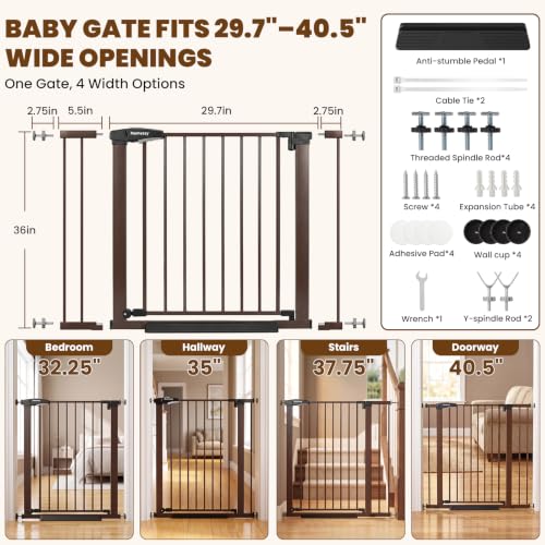 36" High Extra Tall Dog Gate (Brown / 29.7-40"W x 36"H)