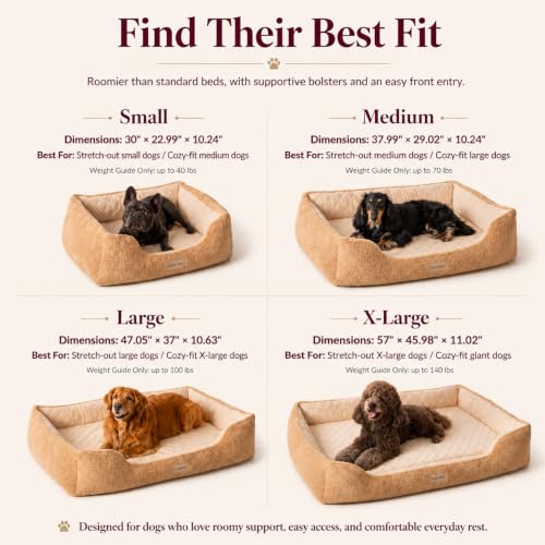 Cooling Orthopedic Dog Bed for Large Dogs (Tan / 47"L × 37"W (L))
