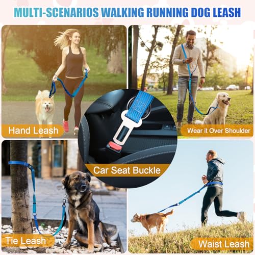 Heavy Duty Hands Free Dog Leash (XL - 3 Handles, 5.4-7.0 FT Length / Gradient Cobalt)