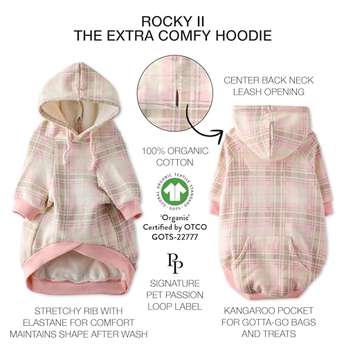 Rocky II Dog Hoodie (Pink Chesterfield Plaid / Large (40-60 lbs))