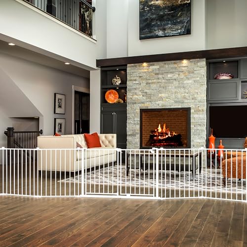 Safety 24" 192" Metal Double Door Baby Gate & Play Yard (52.5-192"W x 28"H / White)