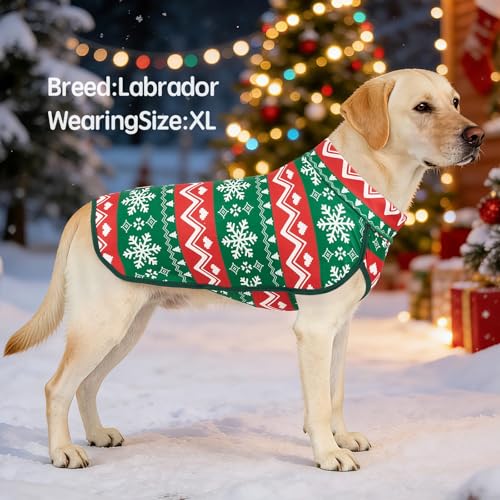 2 Pack Christmas Dog Fleece Sweater Dog Sweatshirt Turtleneck Jacket Warm Stretchy Pet Cold Weather Clothes for Medium Large Dogs (Medium(Chest-23.6") / Christmas)