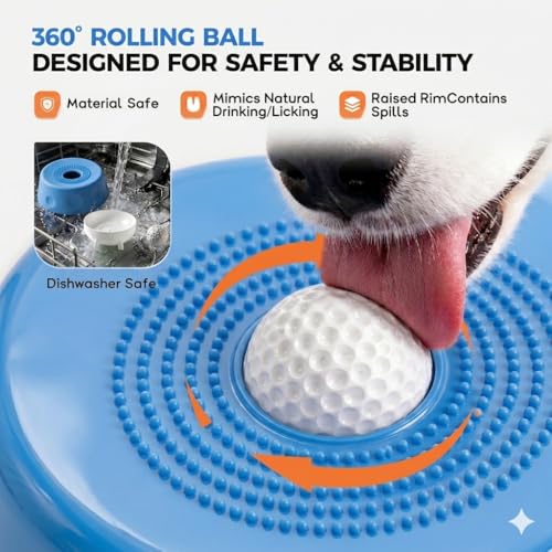 Dog Licking Bowl with Rolling Ball
