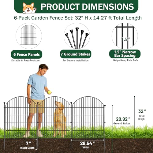 No Dig Garden Fence Panels (32in(H) x 14.5ft(L))