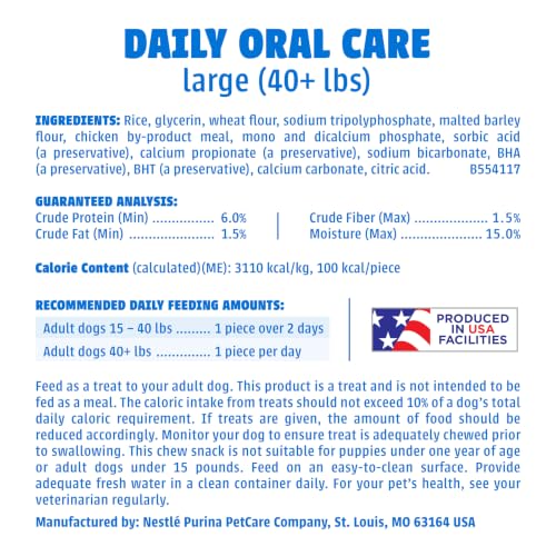 Daily Oral Care Dog Treats for Large Dogs (30 Count (Pack of 1))