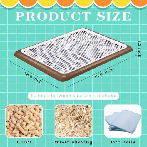 Dog Pee Pad Holder Potty Tray Portable Dog Litter Box Toilet Training for Indoor Outdoor Small Medium Large Pet Puppy (Coffee / 25.59 x 18.9 Inches)