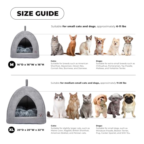 Cat Bed for Indoor Cat (Gray (Tent) / 16" x 16" x H:16")