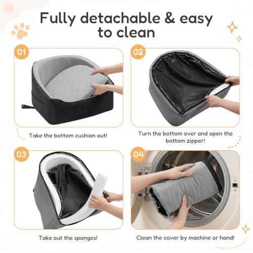 Dog Car Seat for Small Dogs Up to 30 Lbs (Light Gray-Black(Waterproof & Wear-Resistant) / Small)