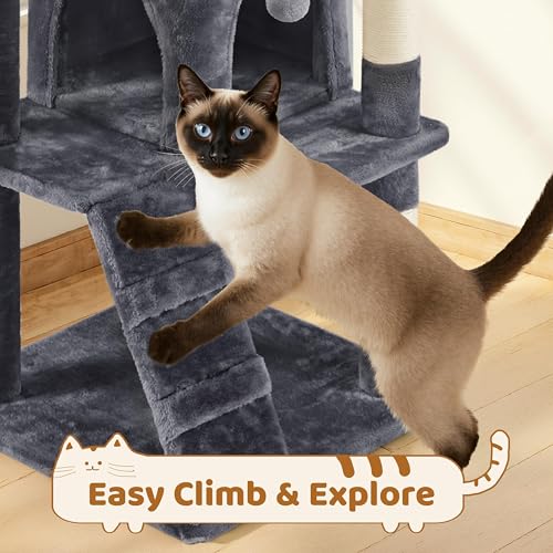 70in Multi Level Sturdy Cat Tree (Dark Gray / 70in)