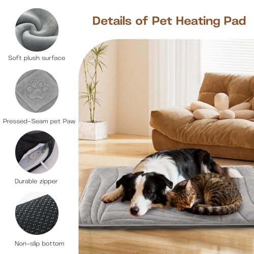 Dog Heating Pad with Washable Cover (M: 28'' x 18'')