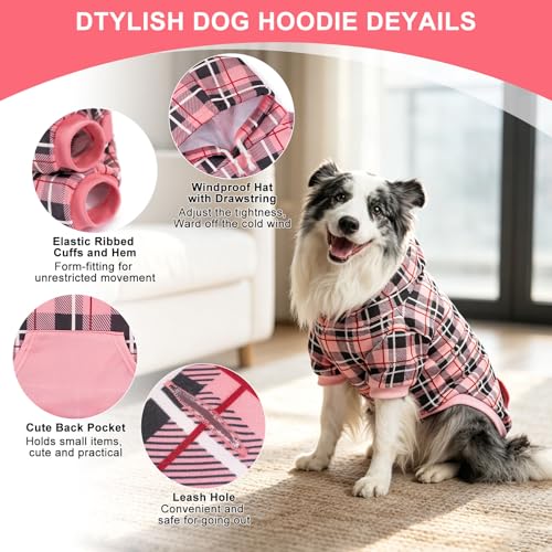 Plaid Dog Hoodie (Large / Pink)