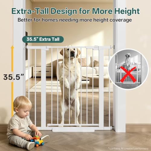29.6 39.1 in Wide x 35.5 in High Extra Tall Baby Gate (White / 29.6-39.1"W x 35.5"H)
