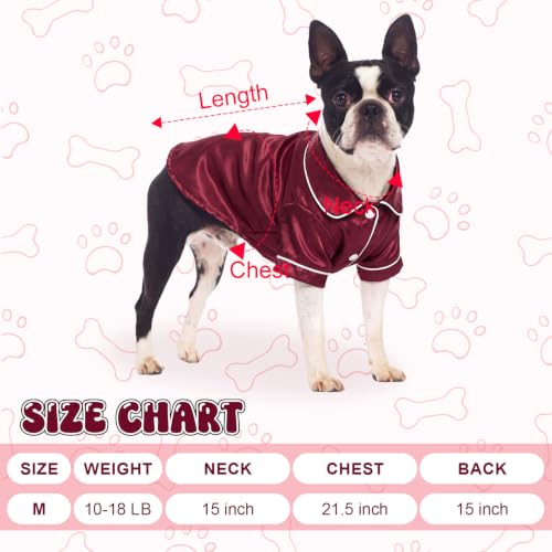 Dog Silk Pajamas Shirt Puppy Satin Pjs for Small Dog (M / Burgundy)