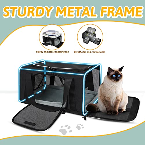 Small Pet Carrier 17" L x 12" W x 8.5" H Airline Approved (17.0"L x 12.0"W x 8.5"H / Black)
