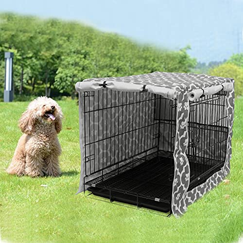 Dog Crate Cover Durable Polyester Pet Kennel Cover Universal Fit for Wire Dog Crate (48.0"L x 30.3"W x 32.0"H / Gray Soles)