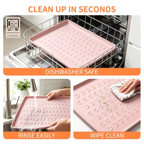 Silicone Pet Feeding Mat (Pink / 24"L x 16"W)