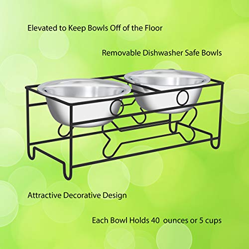 Set of 2 Stainless Steel Dog Bowls (6.5" Height)