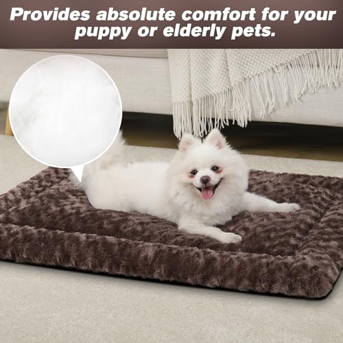 Washable Dog Bed Mat Large Size Fluffy Pet Crate Pad 48x30 XXL (Brown / 48.00" x 30.00" x 1.50")