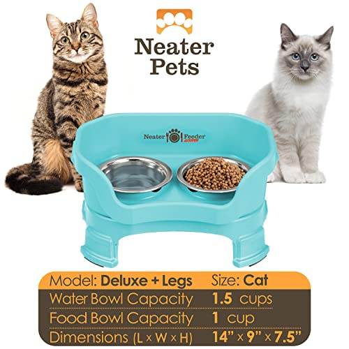 Neater Feeder Deluxe Mess (Cat + Standard Bowl / Aquamarine)