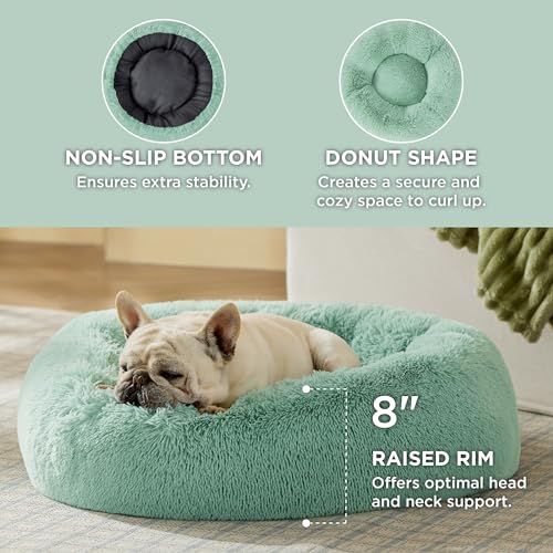 Calming Dog Bed Medium Size Dog Donut Washable Pet Bed (30"L x 30"W x 8"Th / Apple Green)