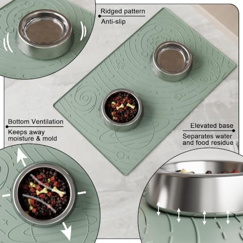 Galaxy Pet Feeding Mat (18.9"L x 11.8"W / Sage Green)
