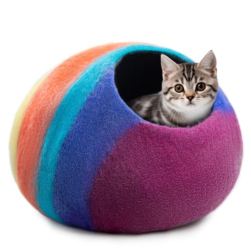 Premium Felt Cat Cave Bed (Rainbow Twist)