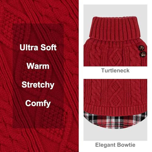 Dog Sweater for Small Dogs Turtleneck Thick Knit Pullover (Large (13-19lbs) / 2# Red)