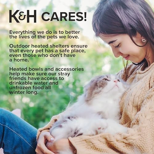 K&H Heated Cat Bed (Gray/Geo Flower / 17 X 15 X 13 Inches / Heated)