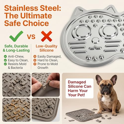 2 Pack XL Stainless Steel Lick Mat for Dogs & Cats