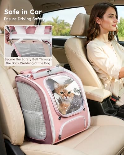Cat Backpack Carrier (Pink / 12.6"L x 10.2"W x 16.5"H)