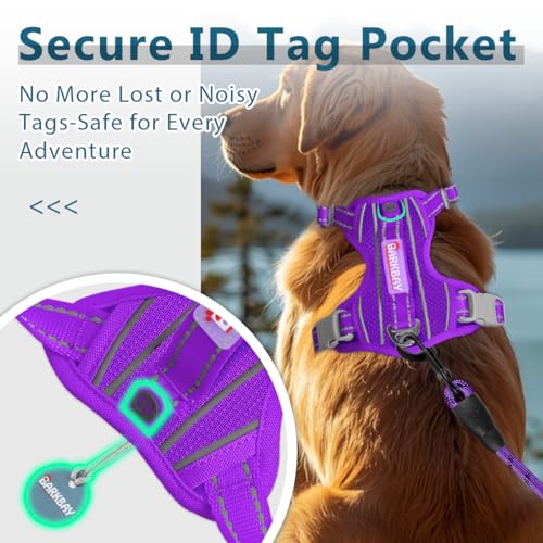 No Pull Dog Harness for Large Dogs (Large(Chest:24.5-32.5") / Purple)