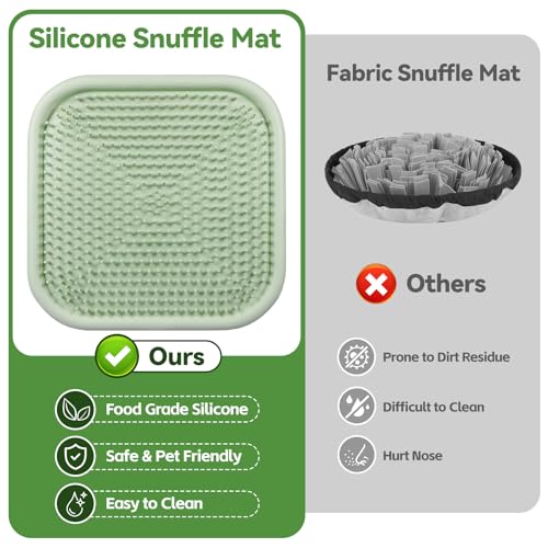 Snuffle Mat for Dogs 23.6" x 23.6" Silicone Large Slow Feeder Mat (Green:23.6"x23.6")