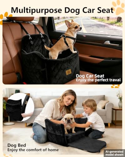 Dog Car Seats for Small Dogs Up to 35 lbs (Black)