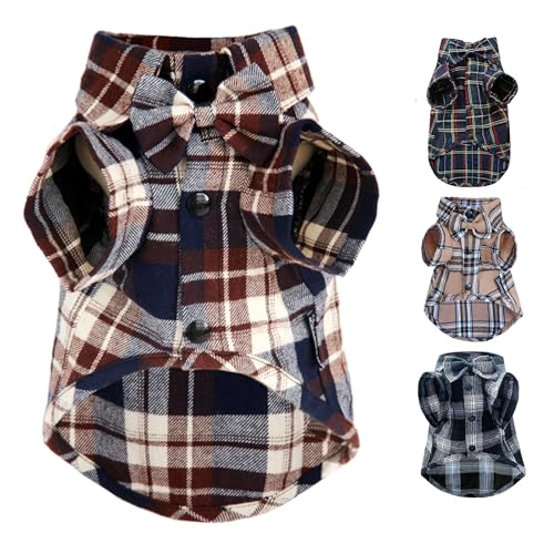 Pet Shirt Clothes for Dogs and Cats (Brown&Blue / Large)