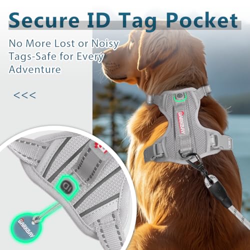 Dog Harness No Pull with ID Tag Pocket (X-Large(Chest:30-38”) / Grey)