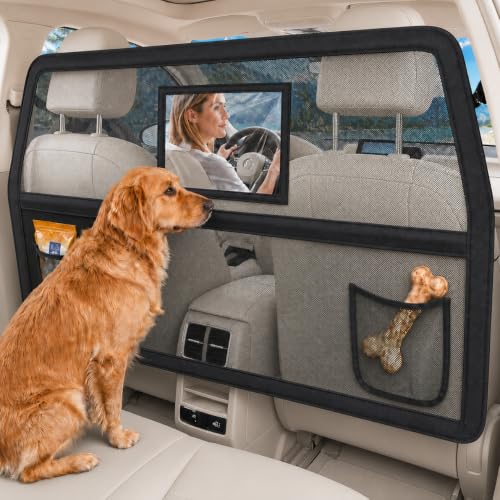 56'' Dog Car Barrier for Cars SUVs Trucks (Large 56"*32" / Matte Black)