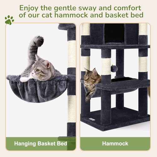 Corner Cat Tree Tower with Scratching Post (51inch / Dark Gray)