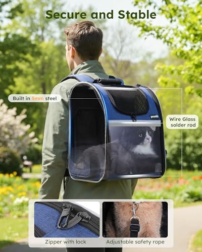 Cat Backpack Visiable (Blue / 12.6"L x 10.2"W x 16.5"H)