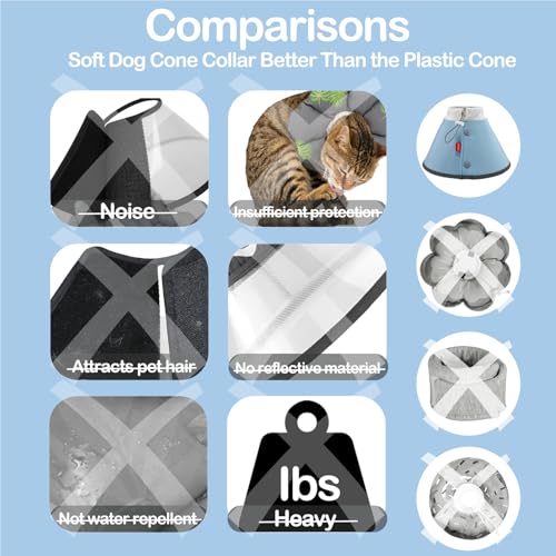 Dog Cone Collar Adjustable After Surgery (Blue / (Neck:8"-10"))