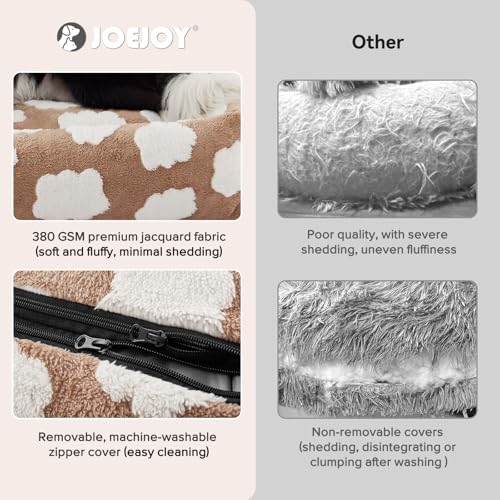 Small Dog Bed for Small Dogs (Cozy Clouds Brown / S PLUS (25"x21"x7"))