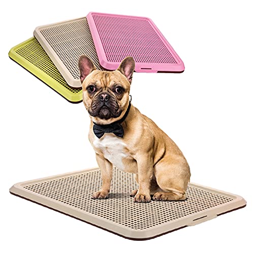 Puppy Pee Pad Holder Indoor Outdoor Dog Potty Toilet Training Tray 20" x 16" for Small and Medium Dogs (IVORY)