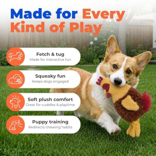 Interactive Squeaky Dog Toy (Crinkle Chicken (Wine Red) / Large)
