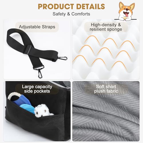 Dog Car Seats for Small Medium Dogs Under 35lbs (Black Light Grey / Small/Medium)