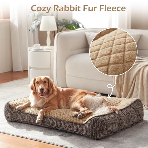 XL Orthopedic Dog Bed Large Size Dog (XL(42"L x 30"W x 8.5"Th) / Brown)
