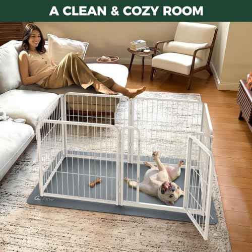 Homeplus Indoor Dog Playpen with Floor Protector Mat (White / 24"H)