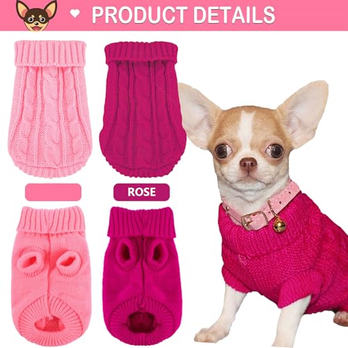Chihuahua Yorkie Sweater (X-Small / Rose-Pink)