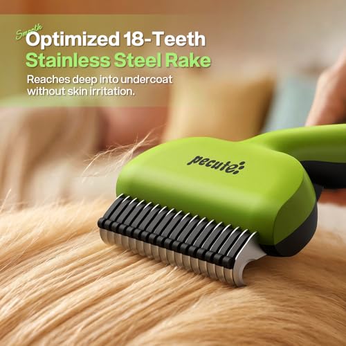 Self Cleaning Undercoat Rake for Dogs Cats with Long (Green)