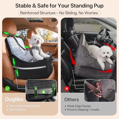 Elevated Dog Car Seat Booster for Small (Grey)